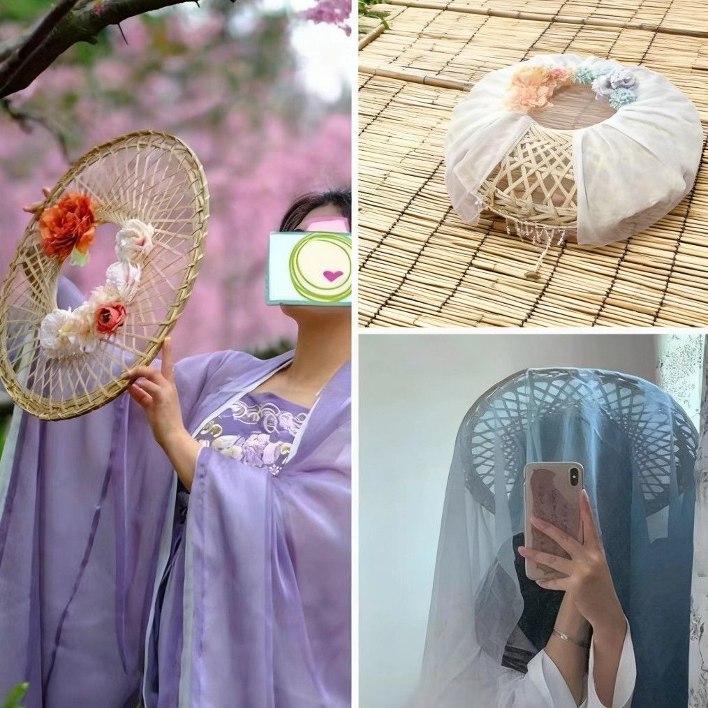 Handwoven Bamboo Dance Hat, Hollow-out Performance Prop, Retro Oriental Wall Hanging Home Decor