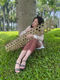 120cm×16cm Handwoven Natural Bamboo Bolster | Traditional Zhu Fu Ren Cooling Sleep Pillow
