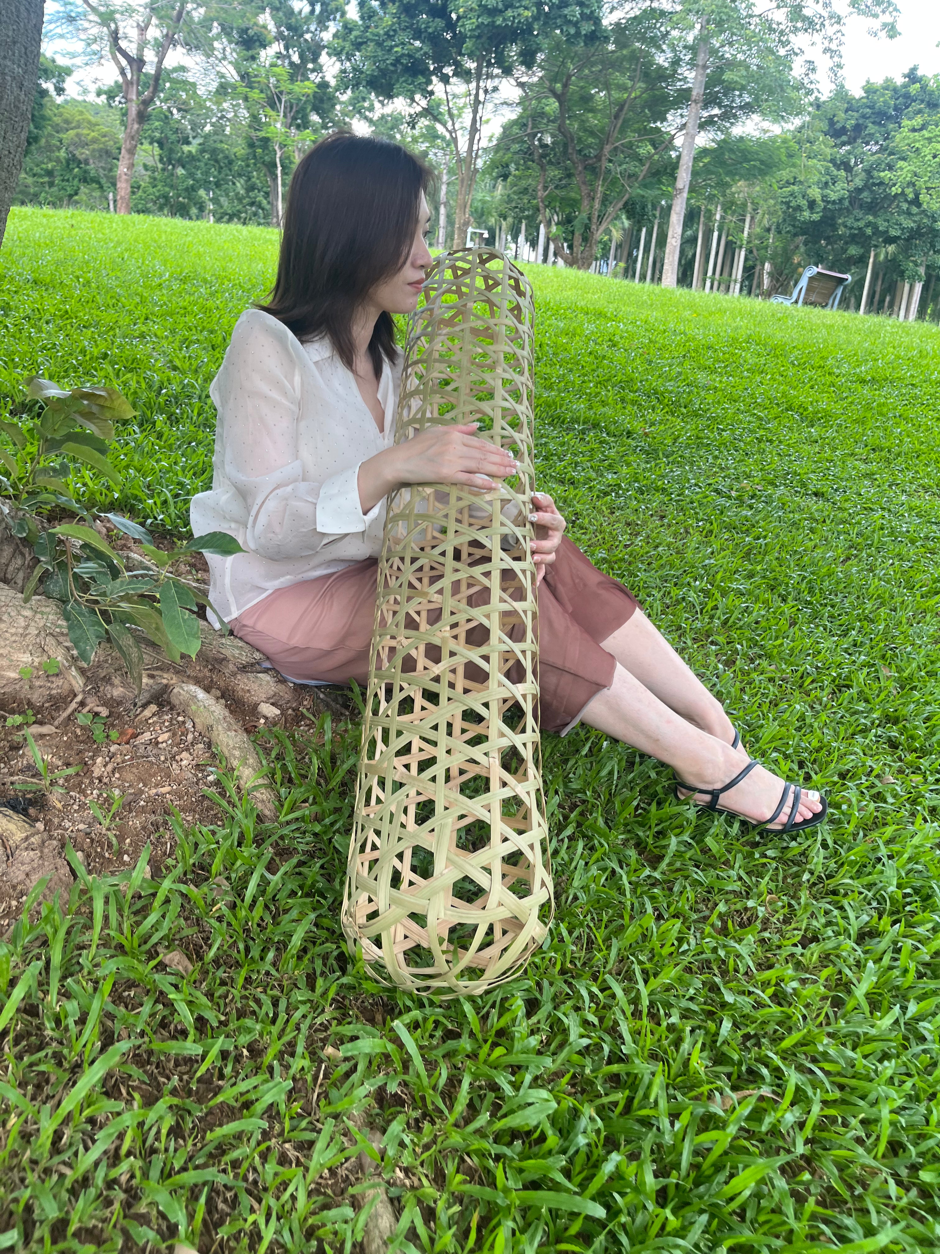120cm×16cm Handwoven Natural Bamboo Bolster | Traditional Zhu Fu Ren Cooling Sleep Pillow
