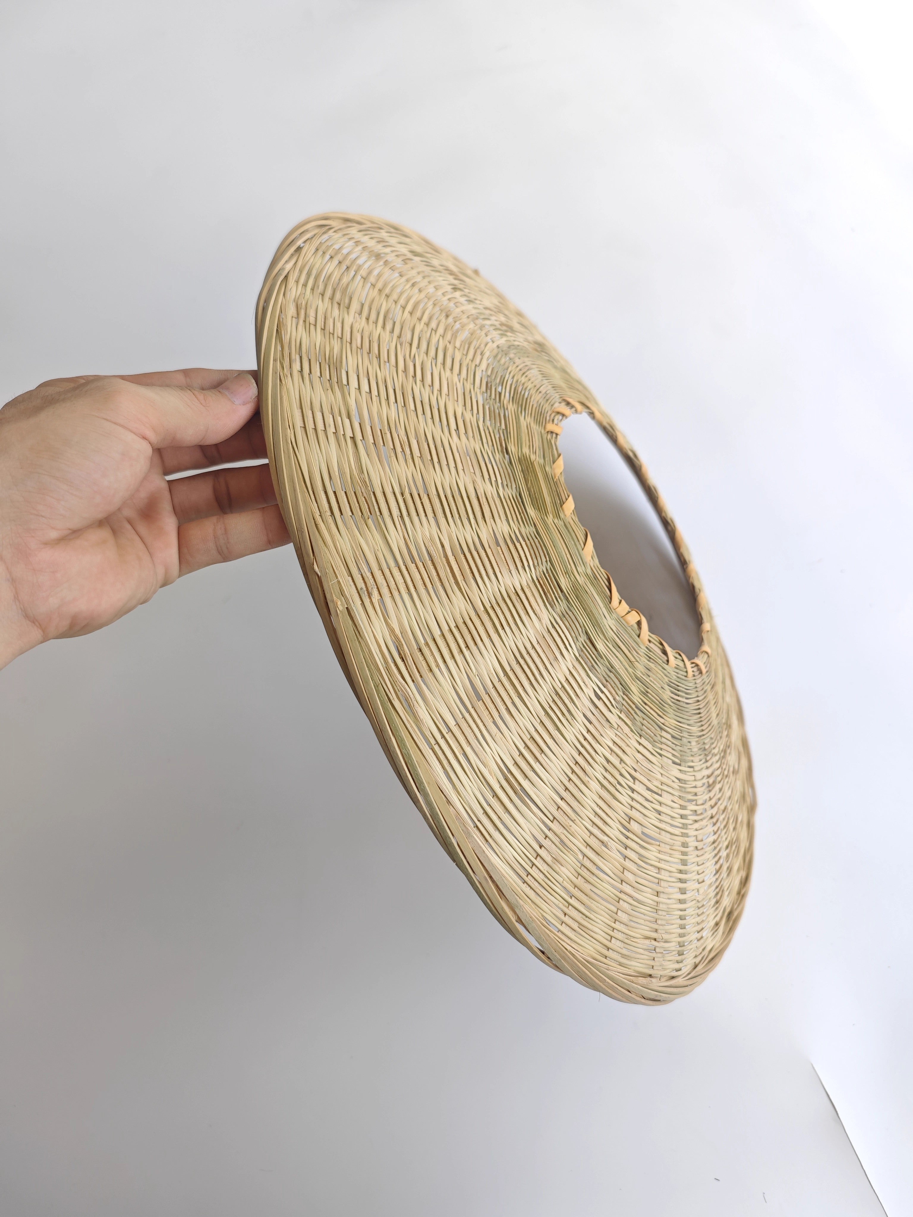 Handwoven Bamboo Hat, Ancient Style Prop Hat, Vintage Finished with Chin Strap