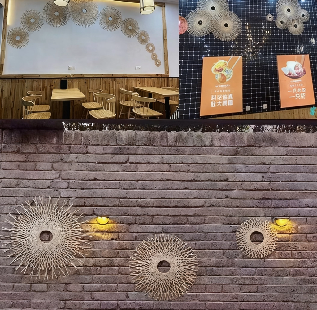 Hand-woven Round Bamboo Wall Hanging, Nordic Style Wall Decor for Living Room, Home, Homestay & Hotel, DIY Stage Wall Ornament