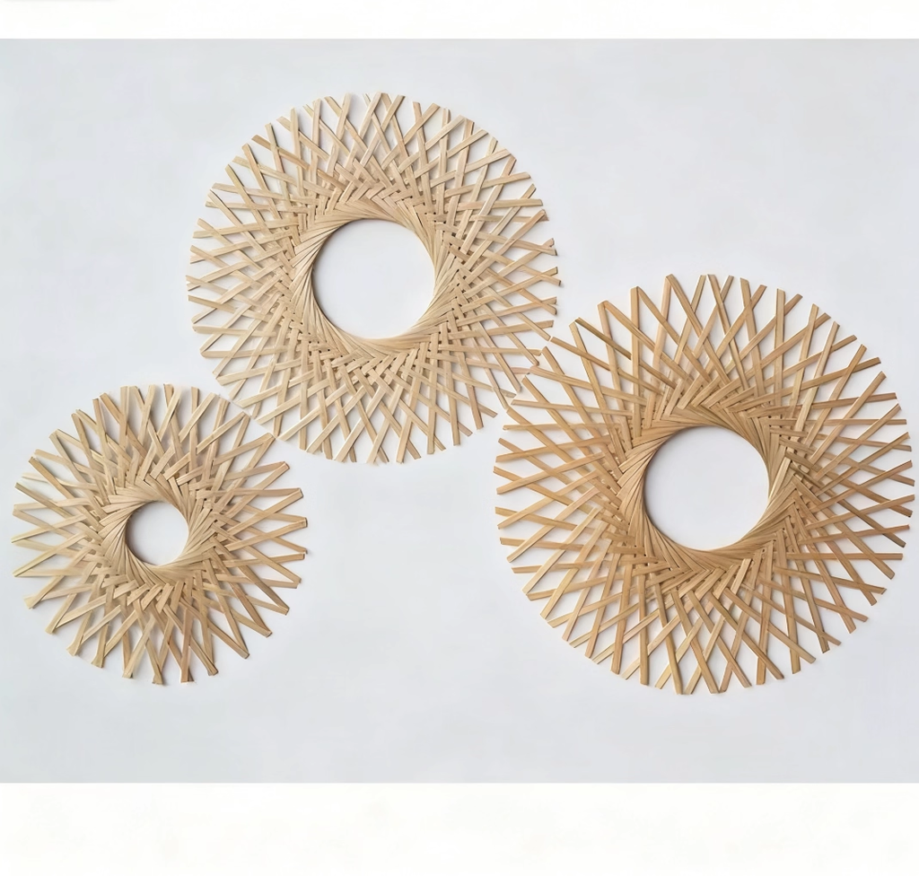 Hand-woven Round Bamboo Wall Hanging, Nordic Style Wall Decor for Living Room, Home, Homestay & Hotel, DIY Stage Wall Ornament