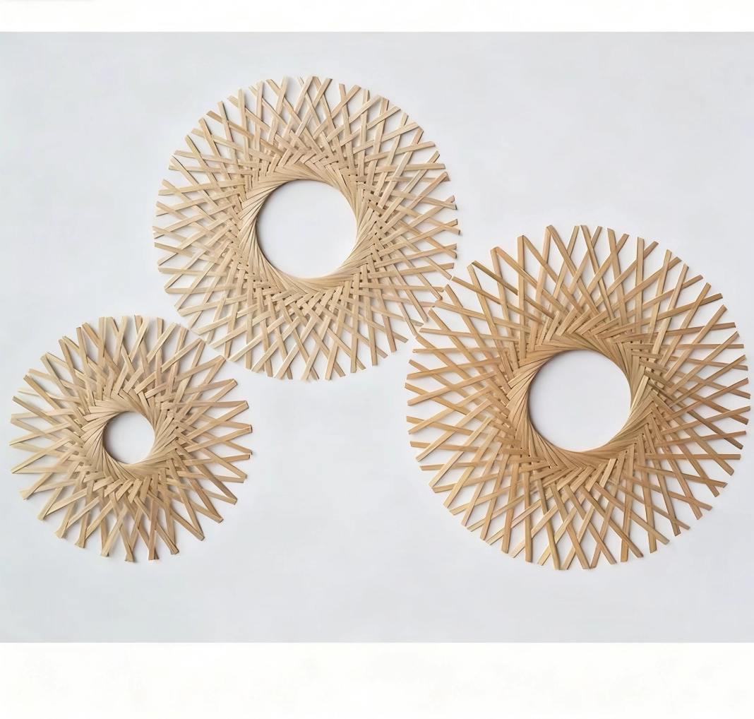 Hand-woven Round Bamboo Wall Hanging, Nordic Style Wall Decor for Living Room, Home, Homestay & Hotel, DIY Stage Wall Ornament