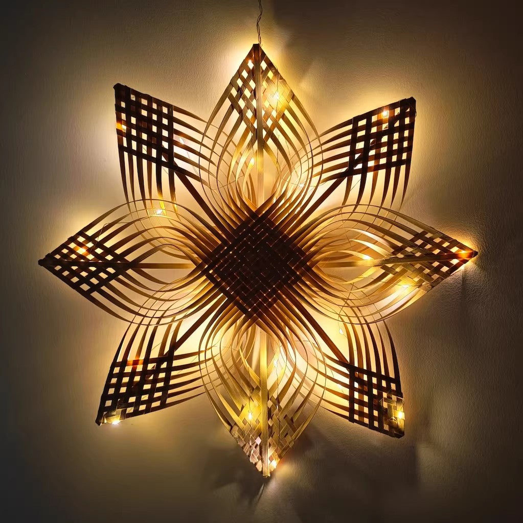 Bamboo Woven Snowflake Wall Hanging
