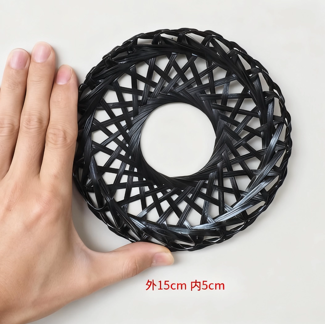 Black Vintage Cosplay Mini Bamboo Woven Hat - Tiny Hollow Out Straw Hat for BJD Doll Accessories DIY