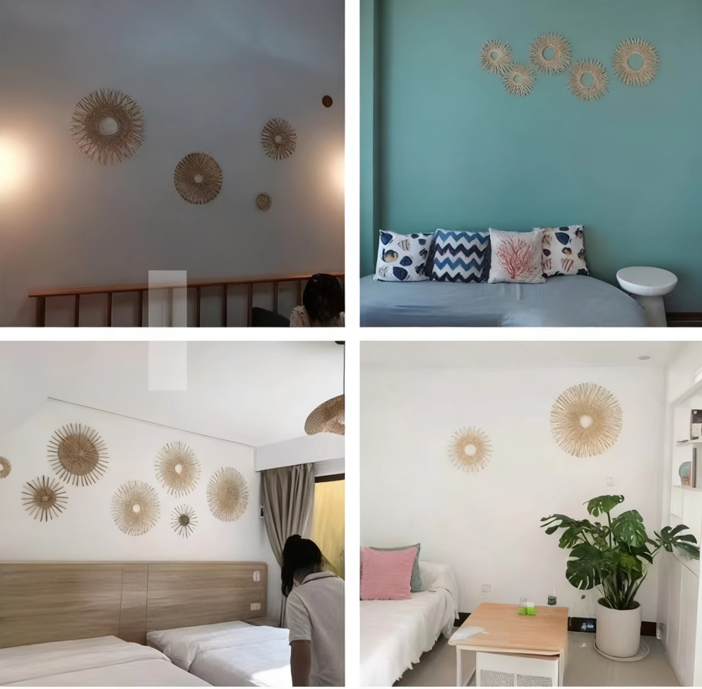 Hand-woven Round Bamboo Wall Hanging, Nordic Style Wall Decor for Living Room, Home, Homestay & Hotel, DIY Stage Wall Ornament