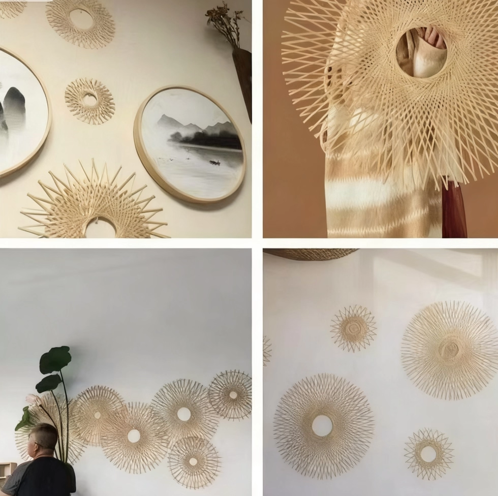 Hand-woven Round Bamboo Wall Hanging, Nordic Style Wall Decor for Living Room, Home, Homestay & Hotel, DIY Stage Wall Ornament