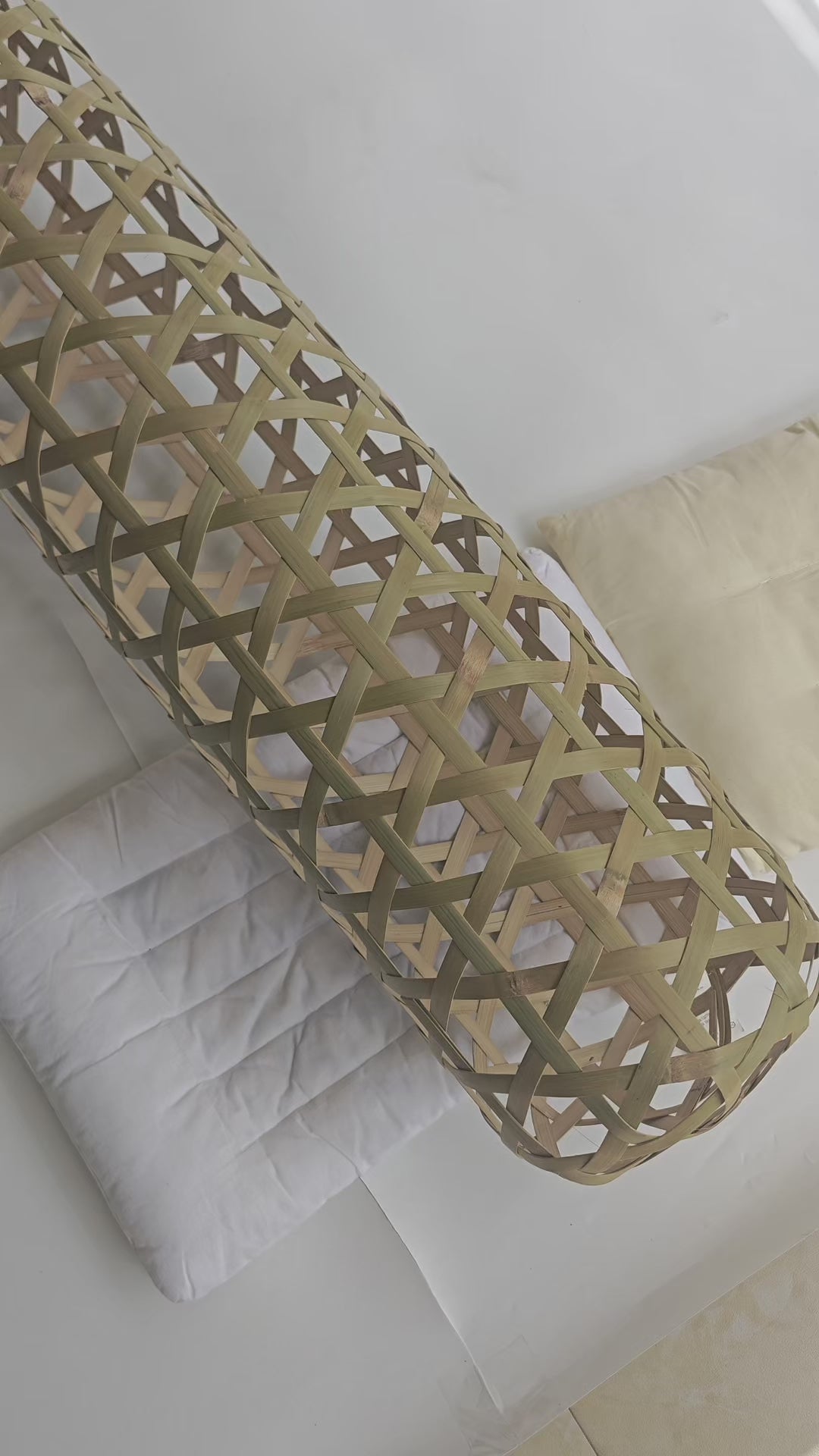 120cm×16cm Handwoven Natural Bamboo Bolster | Traditional Zhu Fu Ren Cooling Sleep Pillow